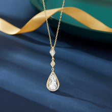 Load image into Gallery viewer, 18 K Gold Drop Swarovski Crystal Silver Necklace