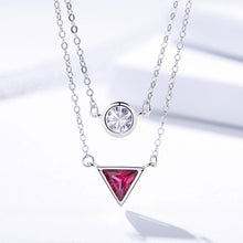 Load image into Gallery viewer, Geometric Layered White Zircon Silver Necklace
