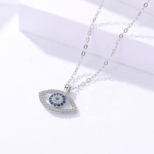 Load image into Gallery viewer, Evil Eye Pendant White Blue Zircon Silver Necklace