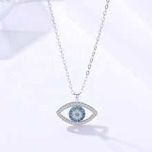 Load image into Gallery viewer, Evil Eye Pendant White Blue Zircon Silver Necklace
