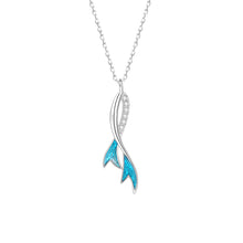 Load image into Gallery viewer, Mermaid Tail Blue Zircon Pendant Silver Necklace
