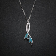 Load image into Gallery viewer, Mermaid Tail Blue Zircon Pendant Silver Necklace