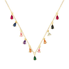 Load image into Gallery viewer, 18 K Gold Plated Colorful Drop Zircon Silver Necklace