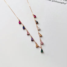 Load image into Gallery viewer, 18 K Gold Plated Colorful Drop Zircon Silver Necklace