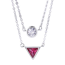 Load image into Gallery viewer, Geometric Layered White Zircon Silver Necklace