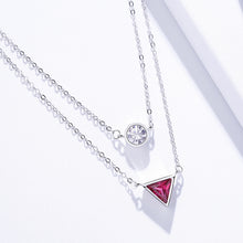 Load image into Gallery viewer, Geometric Layered White Zircon Silver Necklace