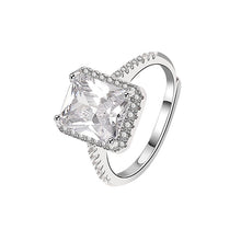 Load image into Gallery viewer, Princess Cut White Zircon Adjustable Silver Ring
