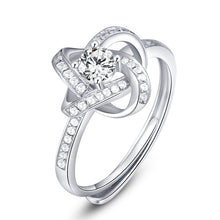 Load image into Gallery viewer, Dainty Floral White Zircon Adjustable Silver Ring

