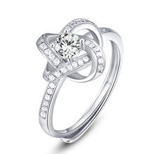Load image into Gallery viewer, Dainty Floral White Zircon Adjustable Silver Ring