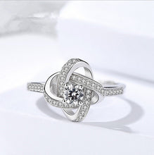 Load image into Gallery viewer, Dainty Floral White Zircon Adjustable Silver Ring