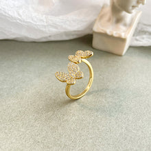 Load image into Gallery viewer, Butterfly Duo Zircon Studded Adjustable Silver Ring