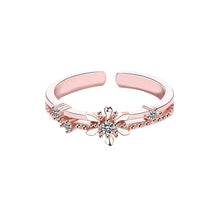 Load image into Gallery viewer, Rose Gold Dainty Floral Zircon Adjustable Silver Ring