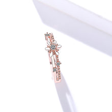 Load image into Gallery viewer, Rose Gold Dainty Floral Zircon Adjustable Silver Ring