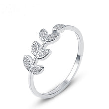 Load image into Gallery viewer, Ethereal Olive Leaf White Zircon Silver Ring
