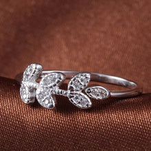 Load image into Gallery viewer, Ethereal Olive Leaf White Zircon Silver Ring
