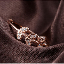 Load image into Gallery viewer, Rose Gold Olive Leaf White Zircon Silver Ring