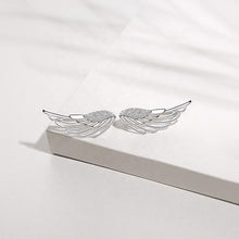 Load image into Gallery viewer, Angel Wings White Zircon Studded Silver Earrings