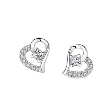 Load image into Gallery viewer, Dainty Heart Zircon Studded Silver Earrings