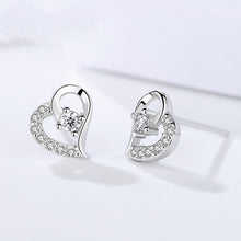 Load image into Gallery viewer, Dainty Heart Zircon Studded Silver Earrings