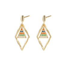 Load image into Gallery viewer, 18 K Gold Plated Colorful Zircon Geometrical Earrings
