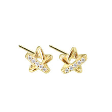 Load image into Gallery viewer, 18 K Gold Plated Large Star Zircon Silver Earrings