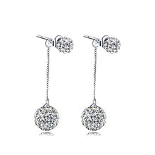 Load image into Gallery viewer, Crystal Ball Duo Zircon Studded Silver Earrings