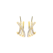 Load image into Gallery viewer, 18K Gold Plated Layered Zircon Silver Earrings
