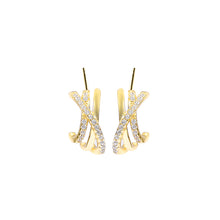 Load image into Gallery viewer, 18K Gold Plated Layered Zircon Silver Earrings