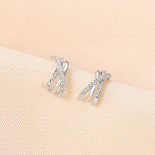 Load image into Gallery viewer, Viennese Layered White Zircon Silver Earrings