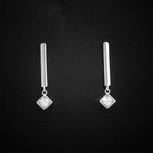 Load image into Gallery viewer, Minimalist Zircon Studded Drop Silver Earrings