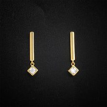 Load image into Gallery viewer, 18 K Gold Plated Zircon Drop Silver Earrings