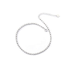 Load image into Gallery viewer, Eclectic Water Droplet Solid Silver Bead Anklet