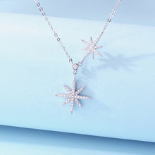 Load image into Gallery viewer, Hexagonal Star Duo White Zircon Silver Necklace
