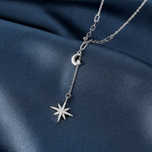 Load image into Gallery viewer, Boho Star Moon White Zircon Silver Necklace