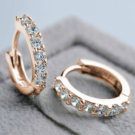 Rose Gold White Zircon Hoop Earrings (18 MM) - Main Image