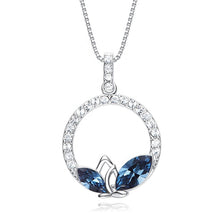 Load image into Gallery viewer, Zurich Azure Circle Pendant Swarovski Silver Necklace