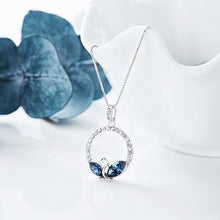 Load image into Gallery viewer, Zurich Azure Circle Pendant Swarovski Silver Necklace