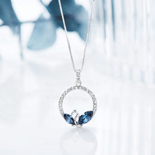 Load image into Gallery viewer, Zurich Azure Circle Pendant Swarovski Silver Necklace