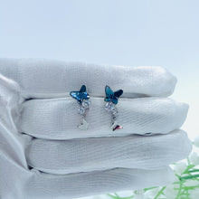 Load and play video in Gallery viewer, Barcelona Blue Butterfly Swarovski Silver Earrings
