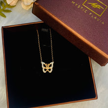 Load image into Gallery viewer, Rose Gold Butterfly Pendant Silver Necklace