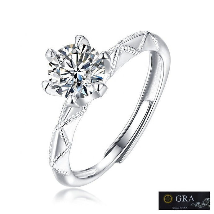 A Sparkling Masterpiece of Elegance: Berlin Solitaire Moissanite Dainty Silver Ring