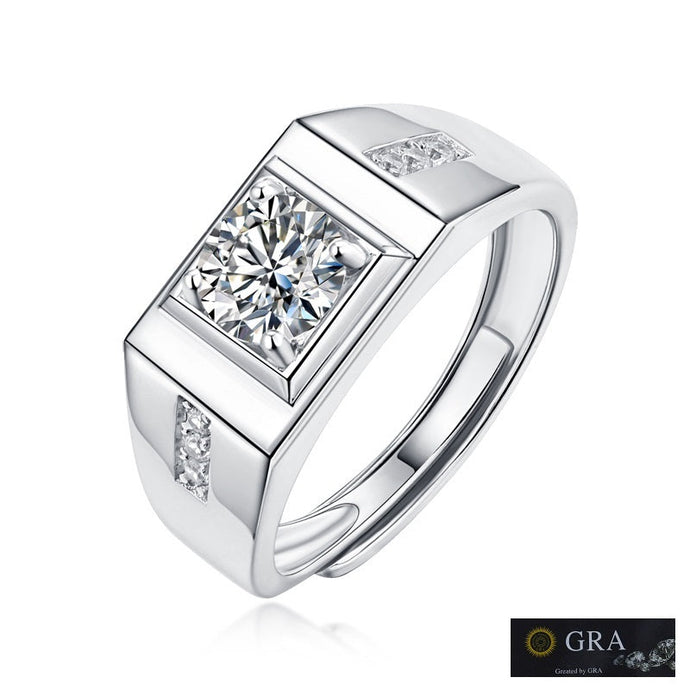 The Essence of Refined Sophistication: 1 ct London Solitaire Moissanite Asscher Cut Silver Ring: