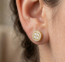Load image into Gallery viewer, 18 K Gold Berlin Iced MOISSANITE Silver Earrings
