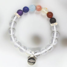 Load image into Gallery viewer, 7 Chakra Clear Quartz bracelet with multicolour beads and 925 sterling silver charm, MysticFlavia

