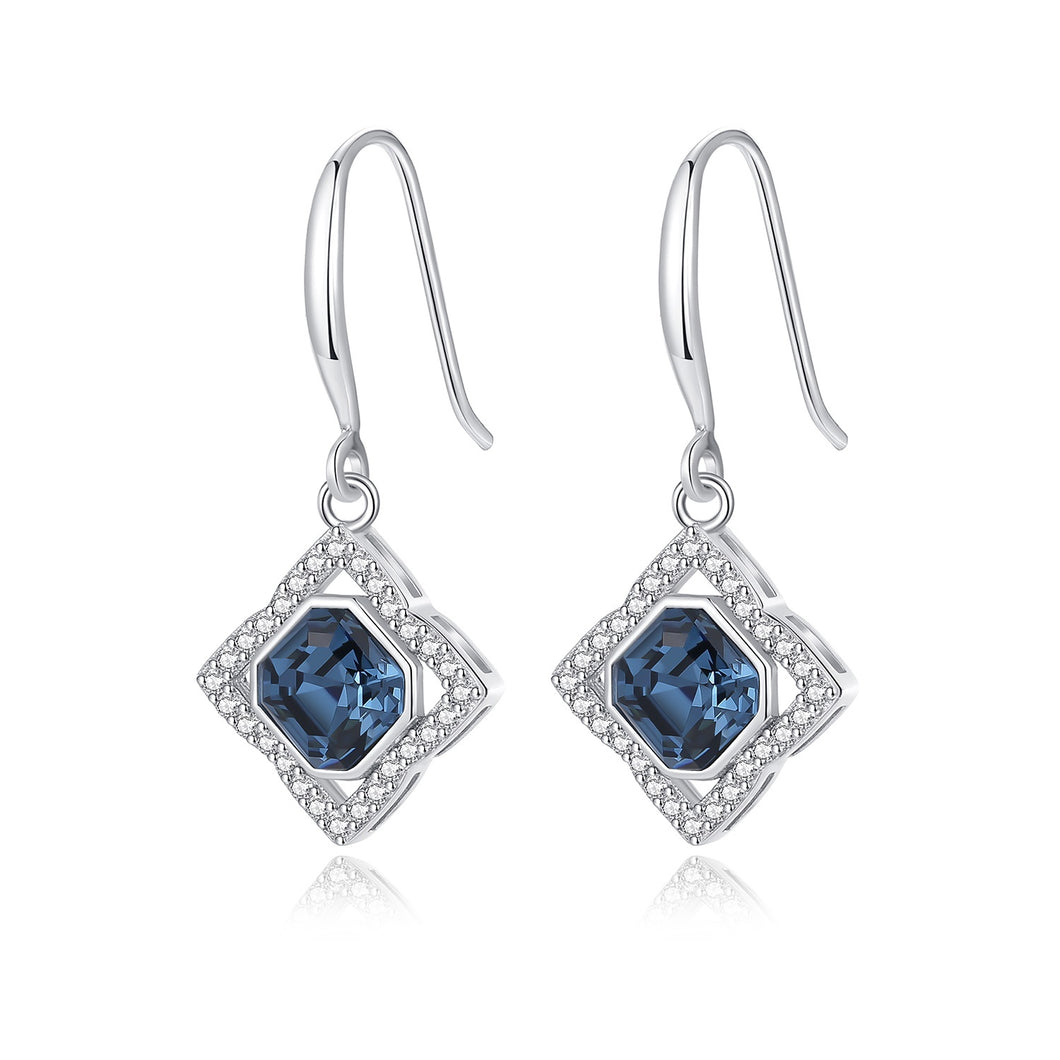 Amazon Blue Swarovski Crystal Silver Earrings