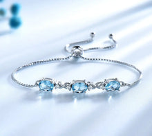 Load image into Gallery viewer, Natural Blue Topaz White Zircon Silver Bracelet
