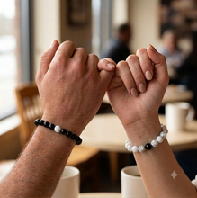 Load image into Gallery viewer, Black_Obsidian_White_Howlite_Couple_Bracelet0023
