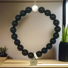 Load image into Gallery viewer, Black Obsidian &amp; White Howlite Couple Bracelet_00236
