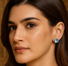 Load image into Gallery viewer, Blue Florentine Swarovski Crystal Silver Earrings
