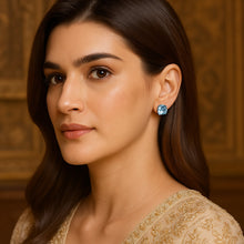 Load image into Gallery viewer, Blue Florentine Swarovski Crystal Silver Earrings
